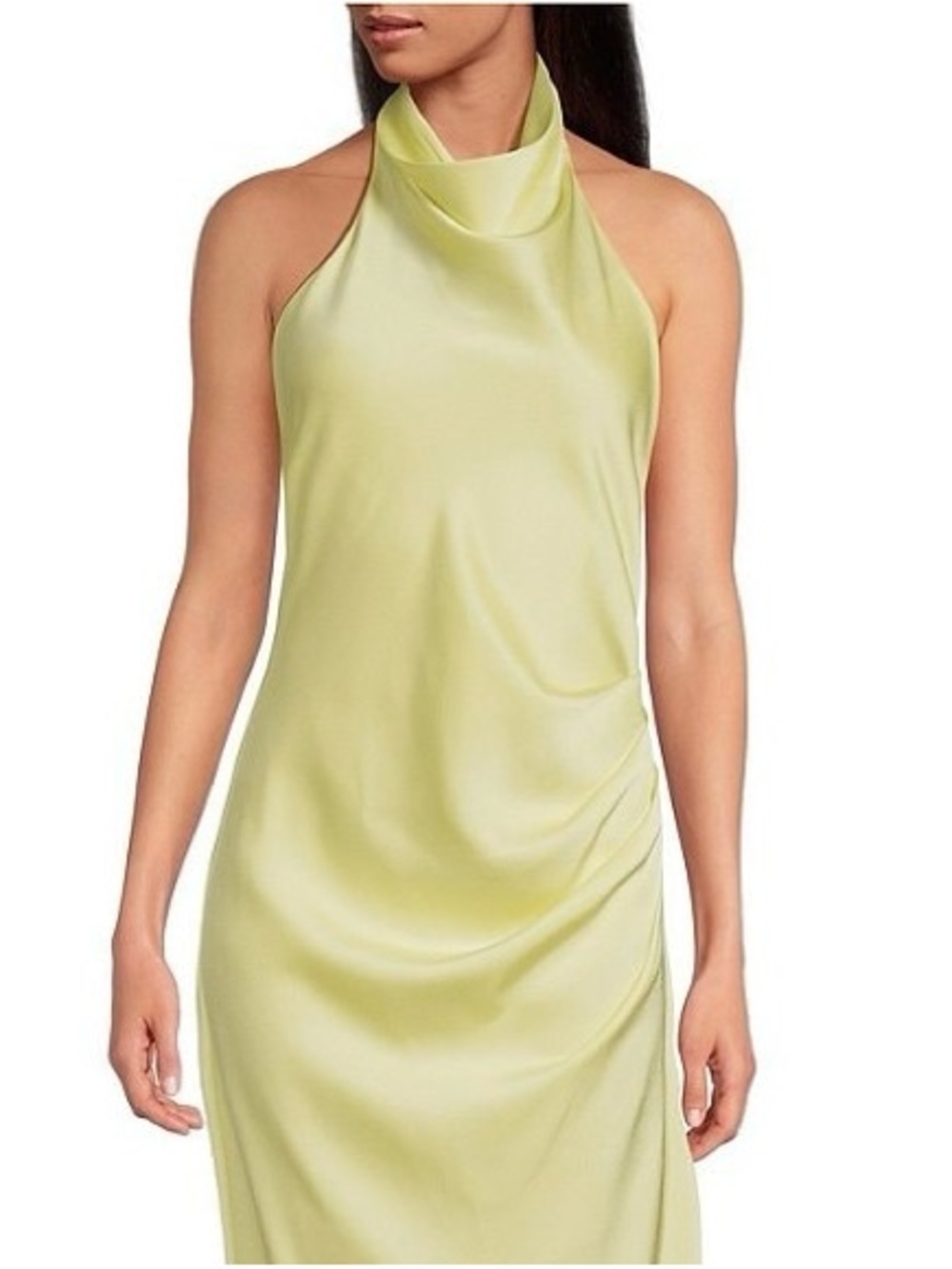 Gianni bini Satin Halter Neck Slip Dress in Pale Lime Sz 12 - Picture 1 of 10
